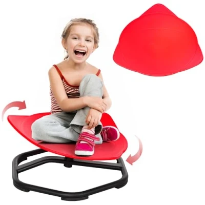Image of AIYAPLAY Sensory Spinning Chair, Autism Kids Swivel Wobble Chair for Coordination, Balance, Red