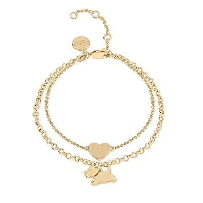 Image of RADLEY Ladies 18ct Pale Gold Plated Double Layer Dog and Heart Bracelet RYJ3220S