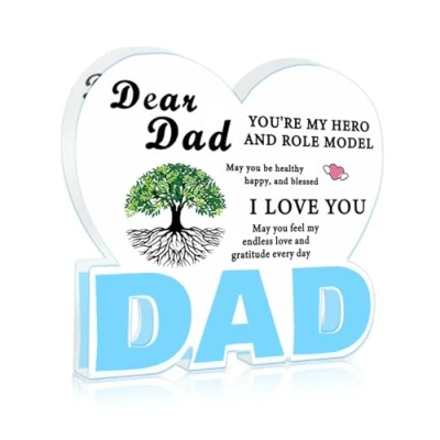 Image of VivaJoy Dad Gifts from Daughter Son Birthday Presents for Acrylic Heart Plaque, Creative Cool Gifts, Perfect