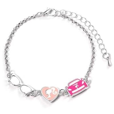 Image of Barbie™️ Charm Bracelet with three classic Charms Silhouette, Glasses and Corvette