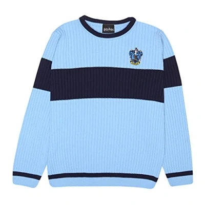 Image of Harry Potter Ravenclaw House Stripe Knitted Jumper, Adults, XS 5XL, Blue, Official Merchandise