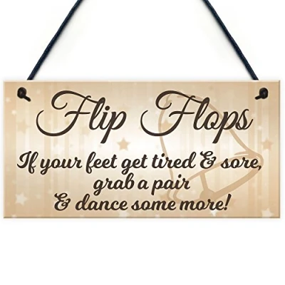 Image of RED OCEAN Flip Flop Grab A Pair And Dance Wedding Prop Hanging Plaque Decoration Gift Sign