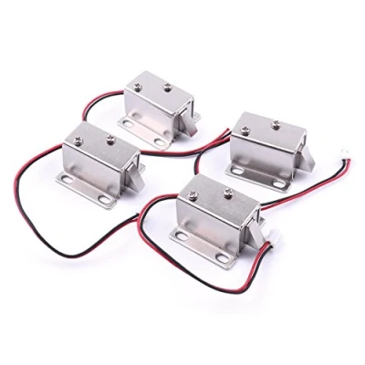 Image of ATOPLEE Electromagnetic Solenoid Lock,4pcs Mini DC 12V 0.43A Door Drawer Tongue Down Slim Design Assembly Magnetic Lock for Cabinet Drawer,27X29X18mm