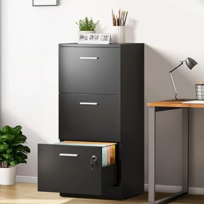 Image of YITAHOME 3 Drawer File Cabinet with Lock, Filing for Letter A4 Sized Files, Need to Assemble, Storage Home Office, White (Black)