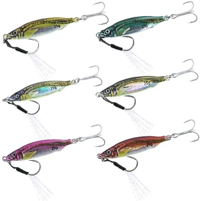 Image of Goture Fishing Jigs,3D Colours Jigging Lures,Lead Vertical Jig Saltwater,Jig Lures with Assist Hook,Fishing Spoon for Tuna,Salmon,Sailfish,Striped Bass,Kingfish(25g 6pcs)