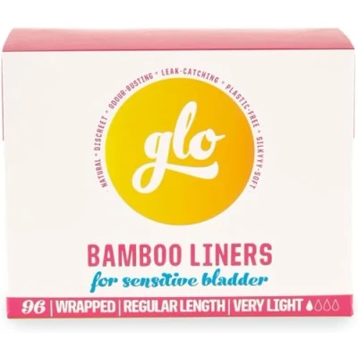 Image of glo Natural Bamboo Light Incontinence Liners for Women Ultra Thin, Heavy Period, MegaPack Sanitary Towels 96