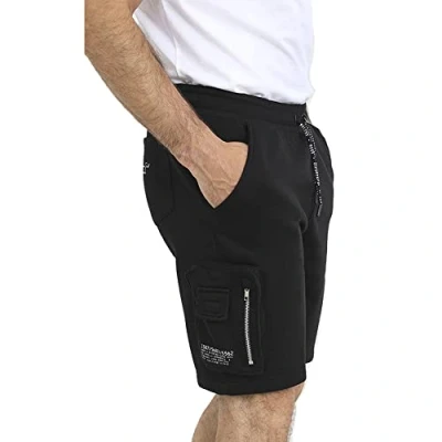Image of BRAVE SOUL MSRT 516 Men&#039;s Knee Length Elasticated Waist Sweat Shorts Casual Activewear Imperial Jet Black S