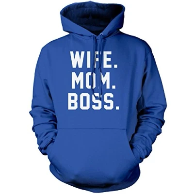 Image of Wife Mum Boss Unisex Hoodie Blue X Large