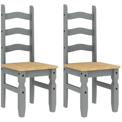 Image of vidaXL Dining Chairs 2 pcs Corona Grey 42x47x107 cm Solid Wood Pine