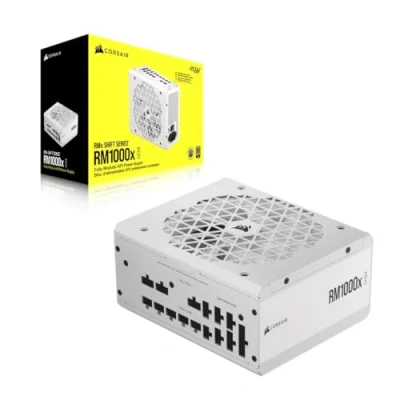 Image of Corsair RM1000x Shift Fully Modular ATX Power Supply Side Interface Compliant 3.0 &amp; PCIe 5.0 Capacitors Rated at 105C Efficiency 80 Plus Gold White