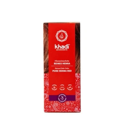 Image of khadi PURE HENNA RED natural Hair Color, Illuminates your in a flaming red, dye 100% plant based, &amp; vegan, Certified cosmetics, 100g