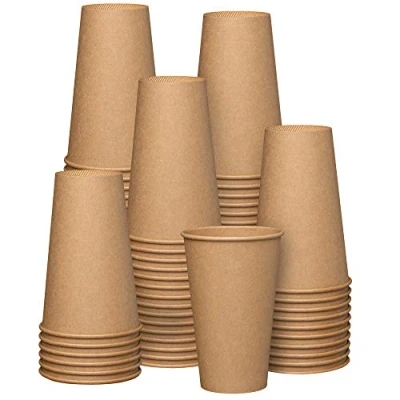 Image of Comfy Package [100 Pack] 16 oz. 475 ml Kraft Paper Hot Coffee Cups Unbleached