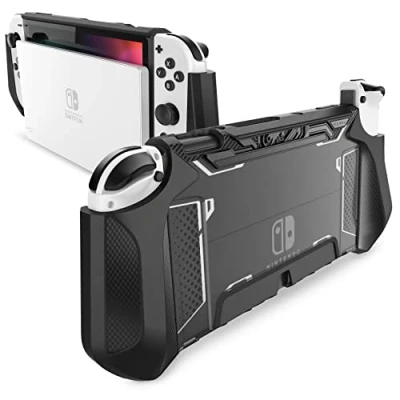 Image of mumba Dockable Case for Nintendo Switch OLED 2021, [Blade Series] TPU Grip Protective Cover Accessories Compatible with 7 Inch and Joy Con Controller (Black)