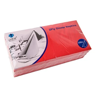 Image of We Can Source It Ltd Paper Napkin Serviettes/Tissues Soft 2 Ply 40cm Dinner 4 Fold (Square) Red 500 Napkins (2Pack)