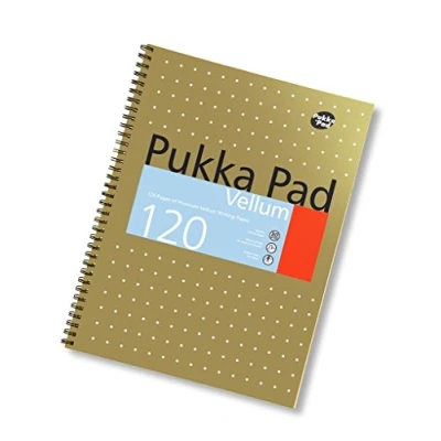 Image of 1 x Pukka Pad A4 Vellum Writing Lined Paper 200 Page Notepad (Gold Cover)