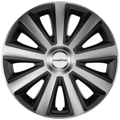 Image of Goodyear Memphis Carbon Car Wheel Trims Hub Caps Set of 4 38.10 cm (15 Inches) Black/Silver