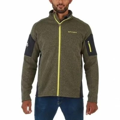 Image of Spyder Men&#039;s Empire Full Zip Jacket, Green/Yellow, Large, Green