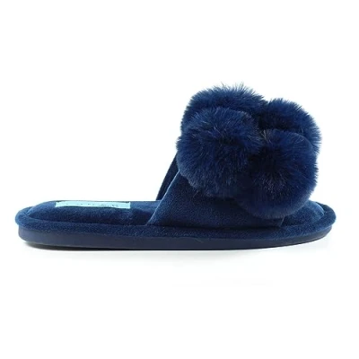 Image of Ladies Octavia II Navy Pom Slipper Medium 5 6