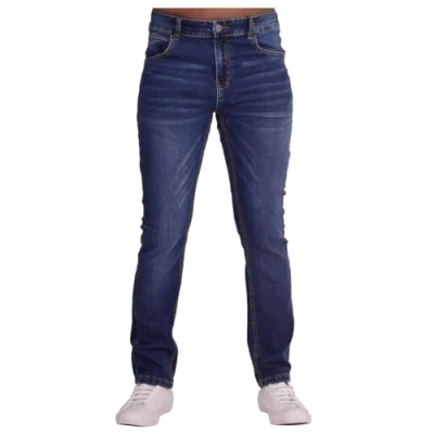 Image of Firetrap Original Mens Designer Slim Fit Straight LegDenim Jeans Zip Fly Fastening Classic 5 Pocket Jean Dark Wash 34W / 34L