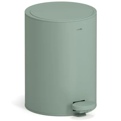 Image of stardis 3 Litre Pedal Bin Stainless Steel Matt Soft Close Hinged Lid Quiet Closing Inner Rubbish Bathroom Green