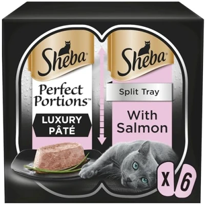 Image of Sheba Perfect Portions Cat Food Tray with Salmon in Loaf 225 g (Pack of 8)