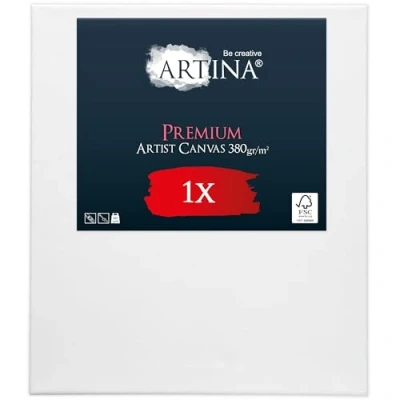 Image of Artina Painting Canvas Set 60x80 cm Premium FSC® Blank for Pre Stretched &amp; Triple Primed 100% Cotton 380 g/m² White Large Art Canvases