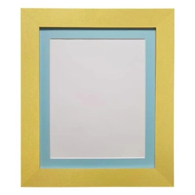 Image of FRAMES BY POST Metro Picture Photo Frame Gold with Blue Mount 18 x 12 Image Size 14 8 Inch Plastic Glass