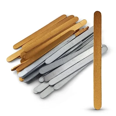 Image of Netuno 40 Gold and Silver Wooden Craft Sticks 11.4 cm 4.5 inches Wood Popsicle Lolly Lollipop ice Cream for Decoration Crafting DIY Handwork Lollypop