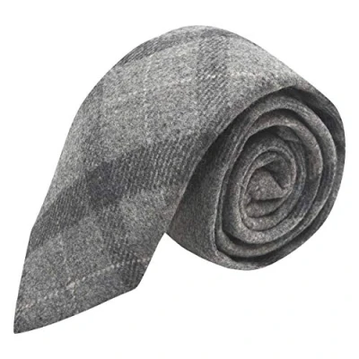 Image of King &amp; Priory Light Grey Dark Check Tie, Tweed, Tartan, Plaid