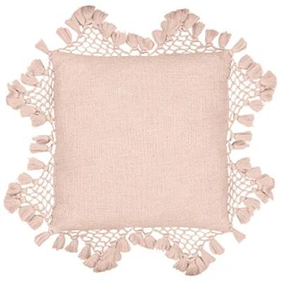 Image of Yard Anko Macrame Tasselled Feather Filled Cushion Blush Cotton One Size