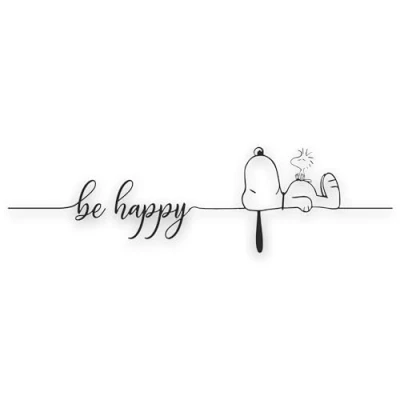 Image of tradercat Car Sticker Snoopy Be Happy 2 Pieces 40 cm x 10 for All Surfaces Window, Side Mirror, Rear Bonnet, Vehicle with Instructions (English language not guaranteed)