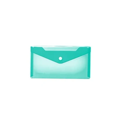 Image of HERMA 20041 Document Wallet, DIN Long, Transparent, Turquoise, Small Transparent Pockets Envelope with Press Stud, Plastic for School, University, Office, Travel