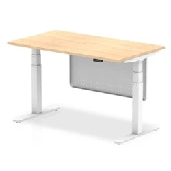 Image of Air 1400x800 Height Adjustable Desk Maple White Leg Modesty Panel