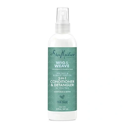 Image of Shea Moisture 2in1 Conditioner and Detangler Leave In for Wig Tea Tree Borage Seed Oil Paraben Free 8 oz