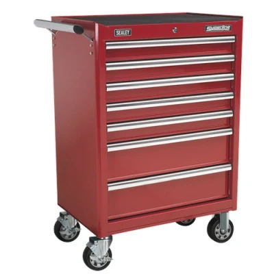 Image of Sealey Superline Pro Rollcab 7 Drawer with Ball Bearing Slides Red