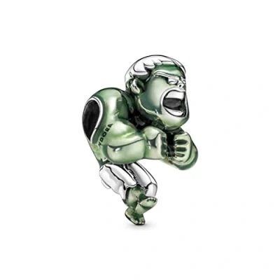 Image of PANDORA Marvel the Avengers Hulk Charm from x Collection in Sterling Silver, Compatible Moments Bracelets, 790220C01, one size, No Gemstone
