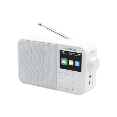 Image of Kenwood CR M30DAB W Portable DAB+ Radio with Bluetooth, Built in Battery &amp; 6.1 cm Colour Display, White