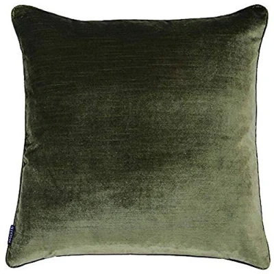 Image of Riva Paoletti Luxe Velvet Polyester Filled Cushion Olive Green Soft Feel Fabric Reversible Hidden Zip Closure Machine Washable 100% Case 55 x 55cm (22&quot; 22&quot; inches)
