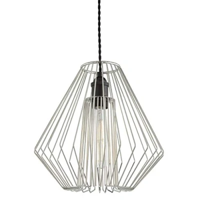 Image of nielsen Witton Large Easy Fit, Non Electric Metal Pendant. 30cm Geometric Design Pendant Light Shade.Finished in Chrome, Ideal For Living Rooms, Kitchens, Bedrooms and Hallways