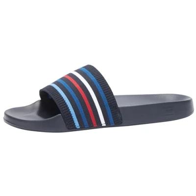 Image of Tommy Hilfiger, Women, Global Stripes Pool Slide, Blue, 4