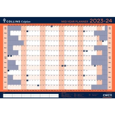 Image of Collins Debden Colplan Academic 2023 24 A1 Mid Year Planner School, College or University Term Journal July to 2024 CWC11 2324 Blue