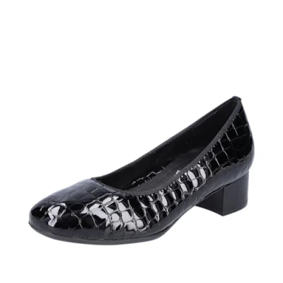 Image of Rieker 49260 02 Black Patent Croc Ladies Court Shoe 6