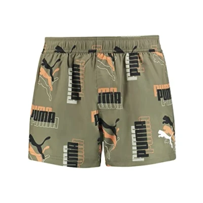 Image of PUMA Men&#039;s Logo Print Shorts Board, Moss Green Combo, Small