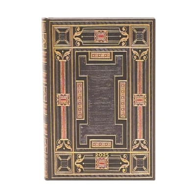 Image of Paperblanks 12 Month Calendar 2025 Onyx Mini Day Overview Elastic Band Closure