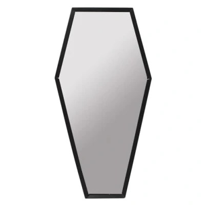 Image of Gothic Flair Black Framed Coffin Mirror 50cm x 25cm (1 Pc.) Unique Shaped Design for Home or Garden, Suitable Indoor and Outdoor Use