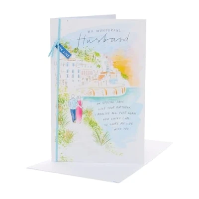 Image of UK Greetings Birthday Card for Husband Wonderful Watercolour Design