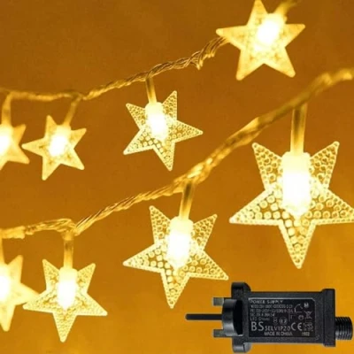Image of Neonawall Plug in String Lights,Mains Powered Star Christmas Lights 100 LED 33 feet 8 Modes Fairy Lighting for Girls Bedroom, Xmas Decoration Indoor Outdoor