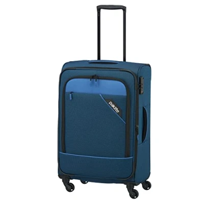 Image of paklite 4 wheel soft luggage suitcase size M with expansion fold + TSA lock, DERBY series: stylish trolley in two tone look, 66 cm, 69 litres (expandable to 79 litres)