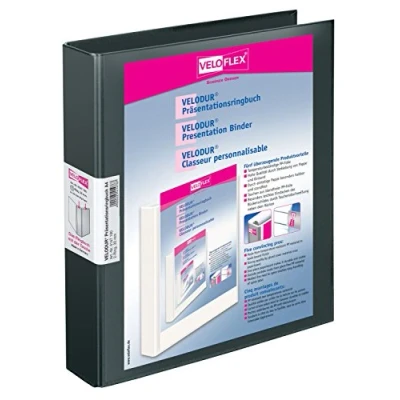 Image of Veloflex VELODUR Presentation Binder Ring Binders Black Polypropylene (PP) (Polypropylene (PP), Black, 3 cm, 300 Sheets, A4, 80 g/m²)
