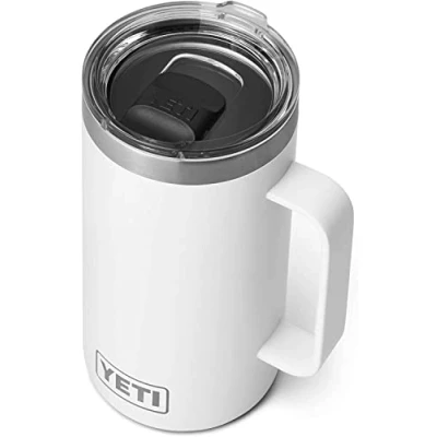 Image of YETI Rambler Mug, Vacuum Insulated Stainless Steel Stackable Mug with Magslider Lid, White, 24 oz (710 ml)